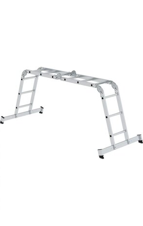Roossien 4-delige aluminium vouwladder, 4x3, met stabilisatiebalk Roossien 4-delige aluminium vouwladder, 4x3, met stabilisatiebalk