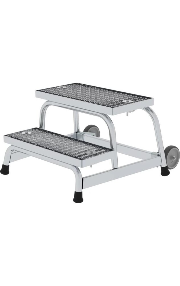 Roossien Verrijdbare plateautrap, 2 staal roostertreden Roossien Verrijdbare plateautrap, 2 staal roostertreden