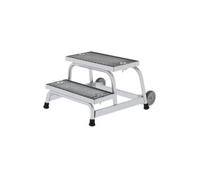 Roossien Verrijdbare plateautrap, 2 staal roostertreden