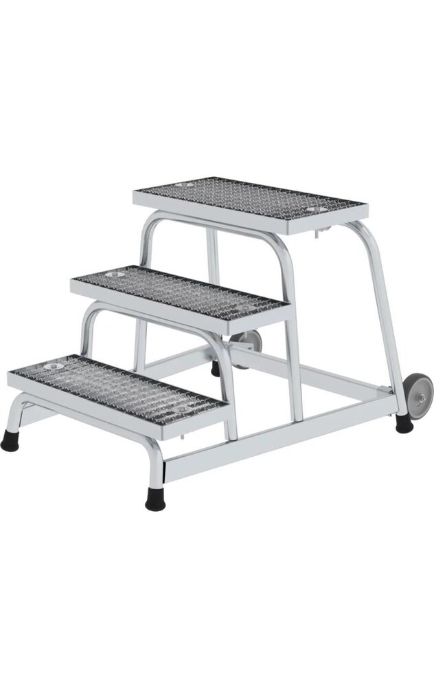 Roossien Verrijdbare plateautrap, 3 staal roostertreden