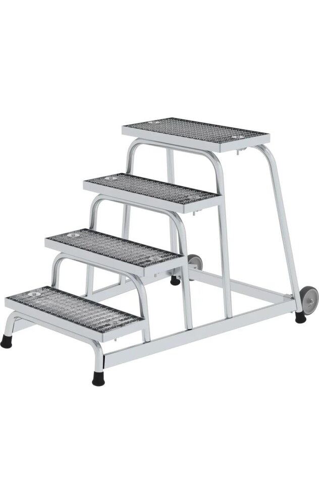 Munk Verrijdbare plateautrap, 4 staal roostertreden Munk Verrijdbare plateautrap, 4 staal roostertreden