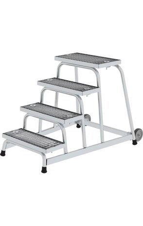Roossien Verrijdbare plateautrap, 4 staal roostertreden