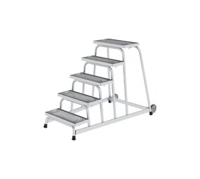 Roossien Verrijdbare plateautrap, 5 staal roostertreden