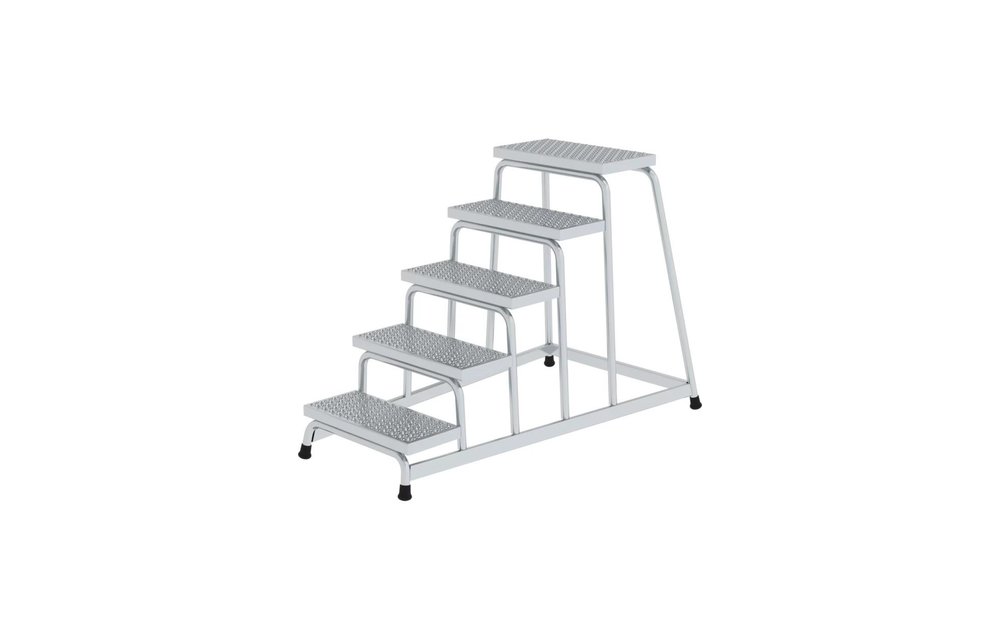 Verrijdbare plateautrap, 5 anti-slip R13 ponsroostertreden