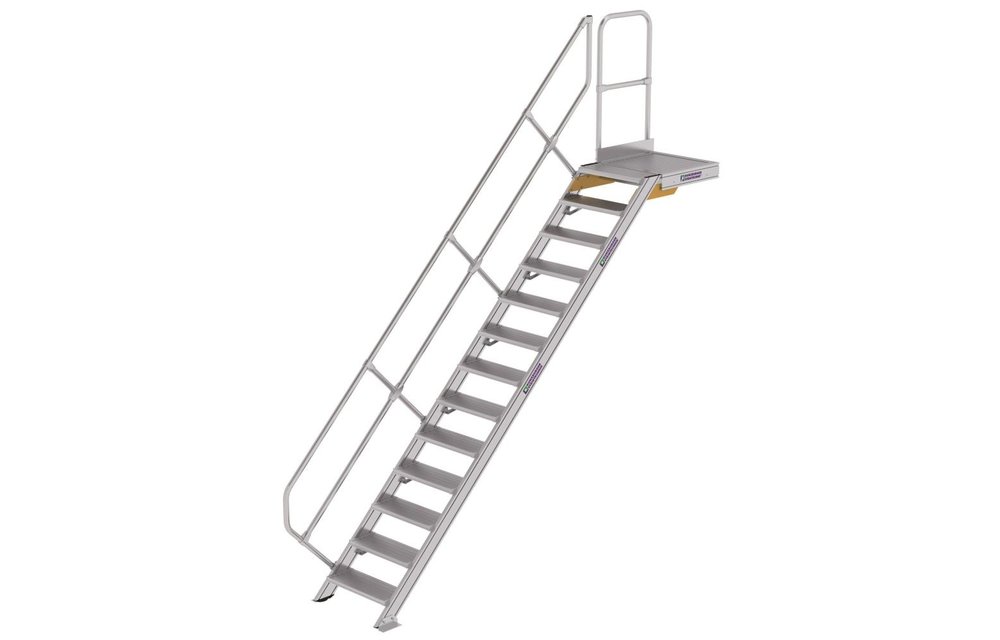 Aluminium vaste trap met platform 45°, 1x13, B=600mm