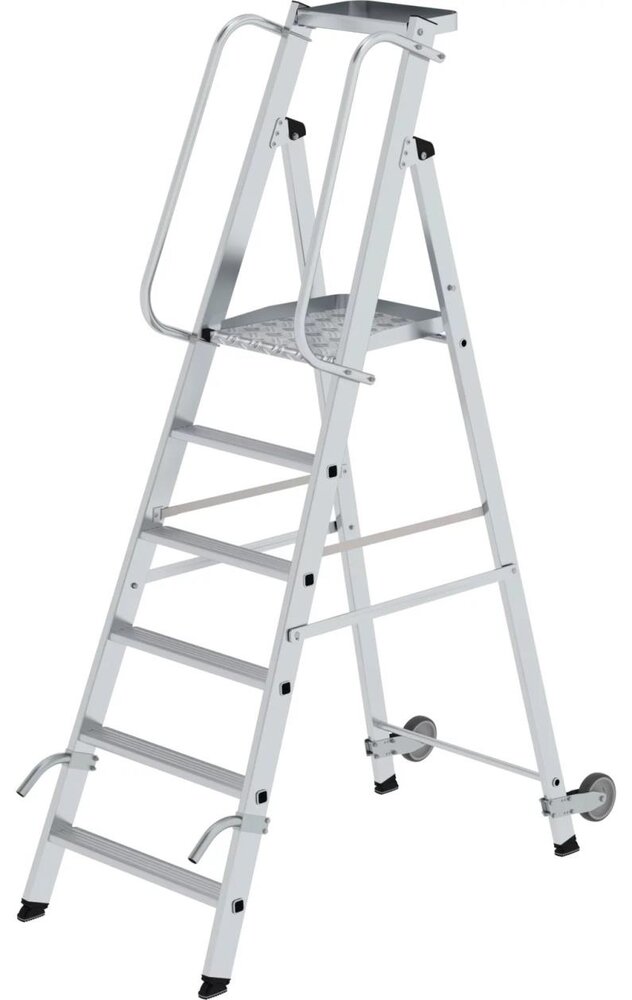 Munk Verrijdbare platformtrap met 6 treden en leuning Munk Verrijdbare platformtrap met 6 treden en leuning