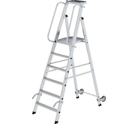 Roossien Verrijdbare platformtrap met 6 treden en leuning Roossien Verrijdbare platformtrap met 6 treden en leuning