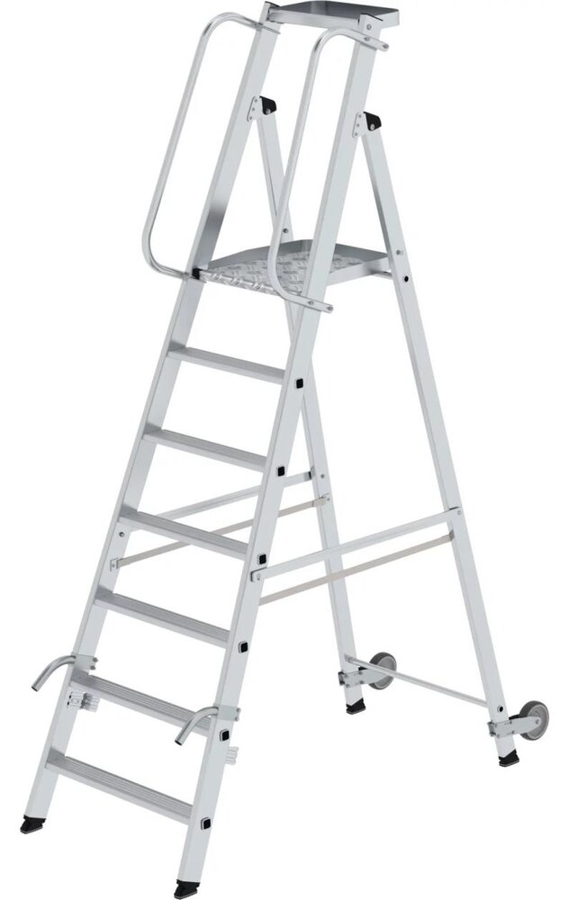 Munk Verrijdbare platformtrap met 7 treden en leuning Munk Verrijdbare platformtrap met 7 treden en leuning