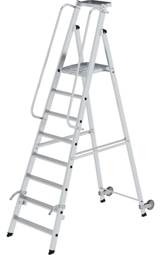 Roossien Verrijdbare platformtrap met 8 treden en leuning