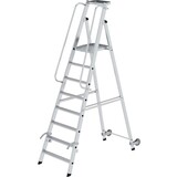 Munk Verrijdbare platformtrap met 8 treden en leuning Munk Verrijdbare platformtrap met 8 treden en leuning