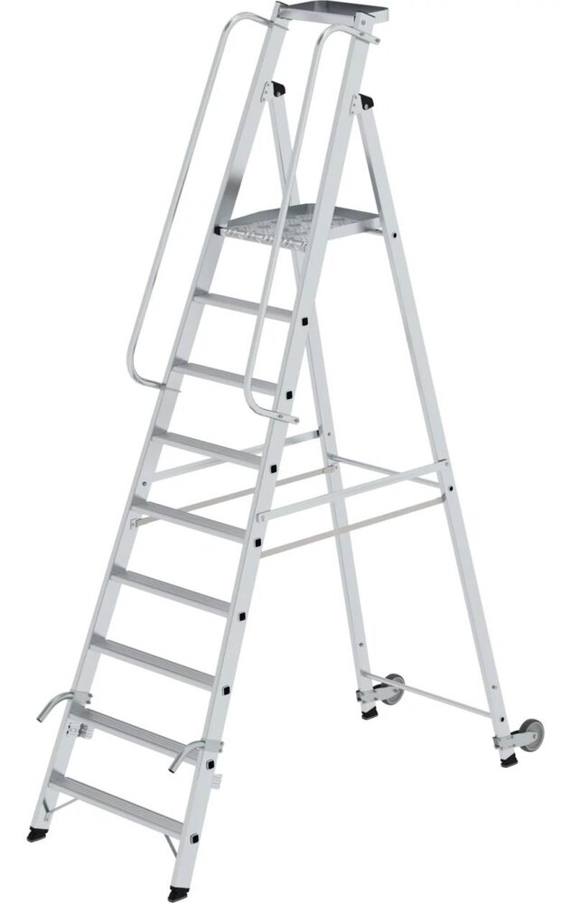 Roossien Verrijdbare platformtrap met 9 treden en leuning