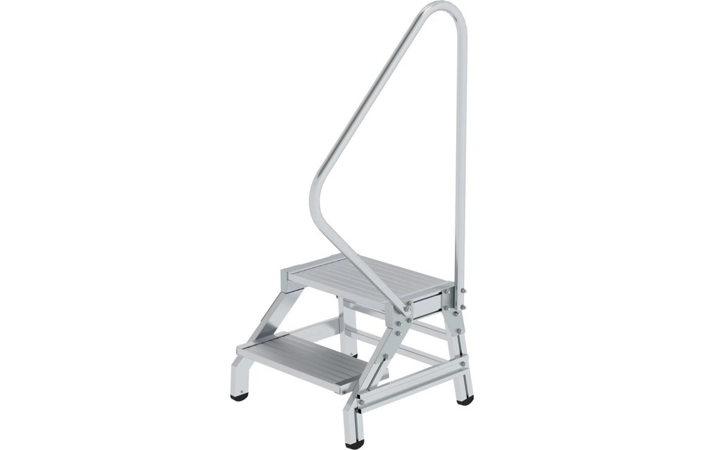 Montagetrap, 2 aluminium treden, met leuning
