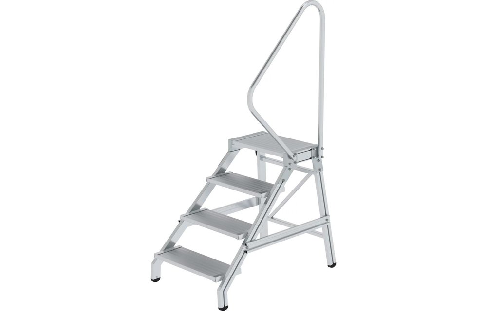 Montagetrap, 4 aluminium treden, met leuning
