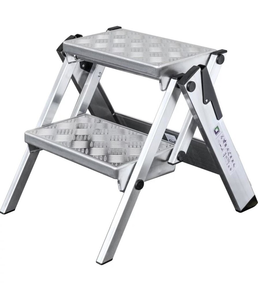 Roossien Aluminium klaptrap met 2 treden, Type ML Roossien Aluminium klaptrap met 2 treden, Type ML