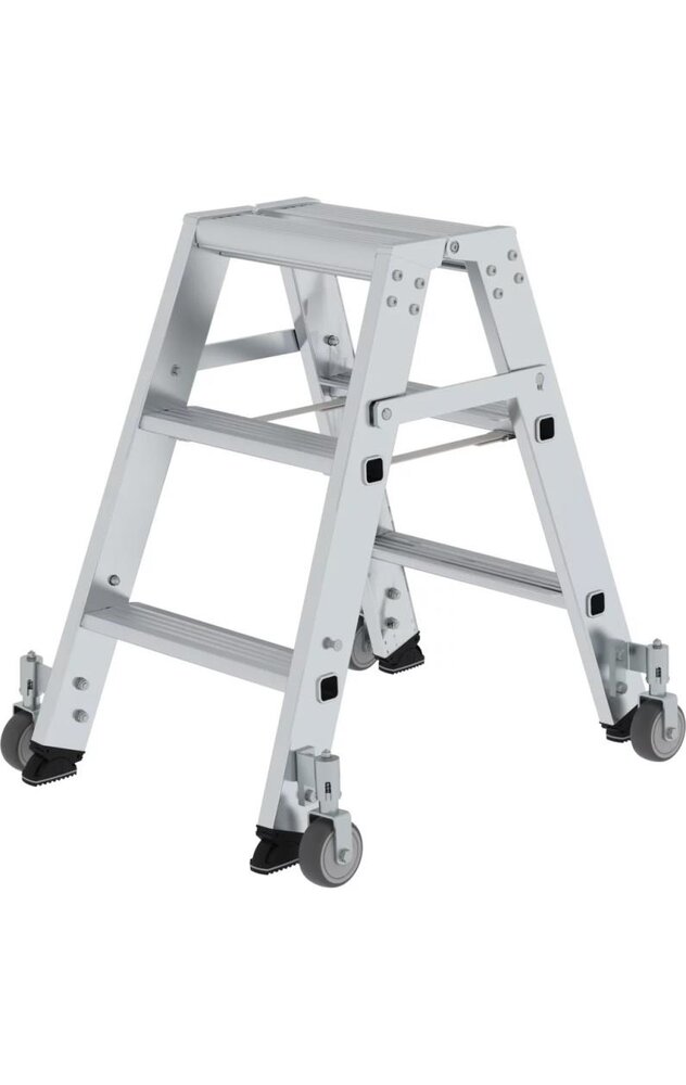 Roossien Aluminium dubbele trap, 2x3 treden, verrijdbaar