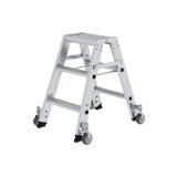 Munk Aluminium dubbele trap, 2x3 treden, verrijdbaar Munk Aluminium dubbele trap, 2x3 treden, verrijdbaar
