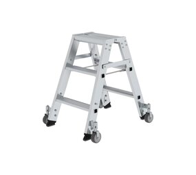 Munk Aluminium dubbele trap, 2x3 treden, verrijdbaar Munk Aluminium dubbele trap, 2x3 treden, verrijdbaar