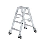 Munk Aluminium dubbele trap, 2x4 treden, verrijdbaar Munk Aluminium dubbele trap, 2x4 treden, verrijdbaar