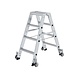 Munk Aluminium dubbele trap, 2x4 treden, verrijdbaar Munk Aluminium dubbele trap, 2x4 treden, verrijdbaar