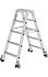 Aluminium dubbele trap, 2x5 treden, verrijdbaar Aluminium dubbele trap, 2x5 treden, verrijdbaar