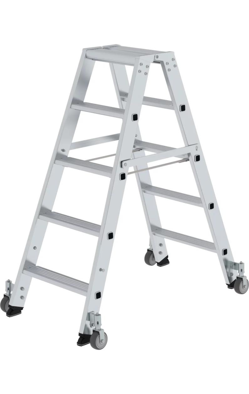 Bekwaam geluid Attent Verrijdbare trap kopen? | Aluminium dubbele trap, 2x5 | Ladder.nl