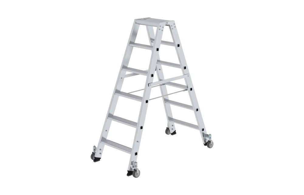 De gasten liter wenkbrauw Verrijdbare trap kopen? | Aluminium dubbele trap, 2x6 | Ladder.nl