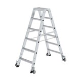 Roossien Aluminium dubbele trap, 2x6 treden, verrijdbaar