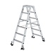 Munk Aluminium dubbele trap, 2x6 treden, verrijdbaar Munk Aluminium dubbele trap, 2x6 treden, verrijdbaar