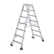 Munk Aluminium dubbele trap, 2x7 treden, verrijdbaar Munk Aluminium dubbele trap, 2x7 treden, verrijdbaar