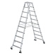 Munk Aluminium dubbele trap, 2x10 treden, verrijdbaar Munk Aluminium dubbele trap, 2x10 treden, verrijdbaar