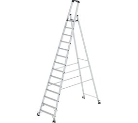 Munk Aluminium industrietrap, 14 treden, verrijdbaar Munk Aluminium industrietrap, 14 treden, verrijdbaar