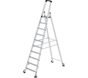 Munk Aluminium industrietrap, 10 treden, verrijdbaar Munk Aluminium industrietrap, 10 treden, verrijdbaar