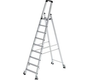 Roossien Aluminium industrietrap, 9 treden, verrijdbaar