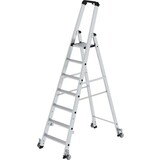 Munk Aluminium industrietrap, 7 treden, verrijdbaar