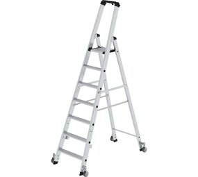 Munk Aluminium industrietrap, 7 treden, verrijdbaar Munk Aluminium industrietrap, 7 treden, verrijdbaar