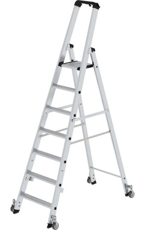 Munk Aluminium industrietrap, 7 treden, verrijdbaar Munk Aluminium industrietrap, 7 treden, verrijdbaar