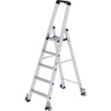 Munk Aluminium industrietrap, 5 treden, verrijdbaar