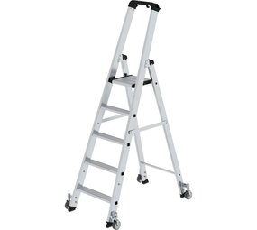 Roossien Aluminium industrietrap, 5 treden, verrijdbaar Roossien Aluminium industrietrap, 5 treden, verrijdbaar