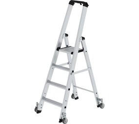 Roossien Aluminium industrietrap, 4 treden, verrijdbaar Roossien Aluminium industrietrap, 4 treden, verrijdbaar