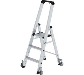 Roossien Aluminium industrietrap, 3 treden, verrijdbaar Roossien Aluminium industrietrap, 3 treden, verrijdbaar