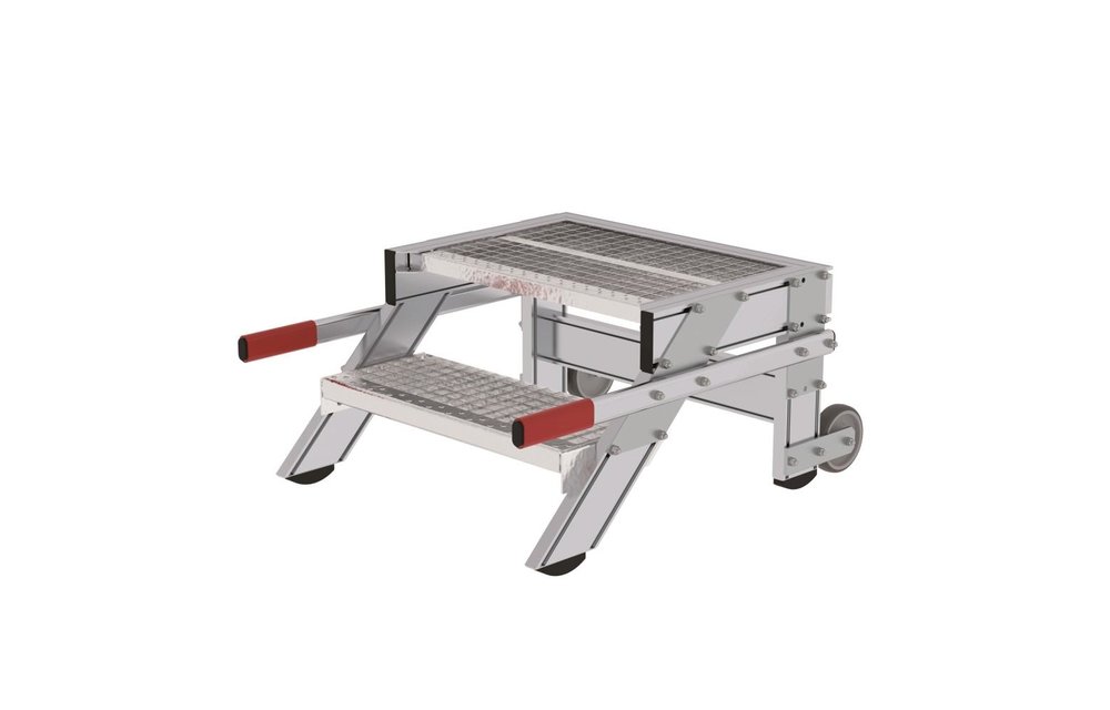 Plateautrap, roostertrede, verrijdbaar, 1x2