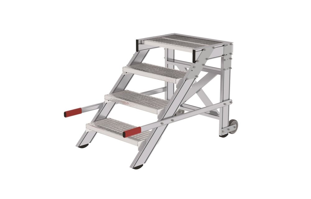 Plateautrap, roostertrede, verrijdbaar, 1x4