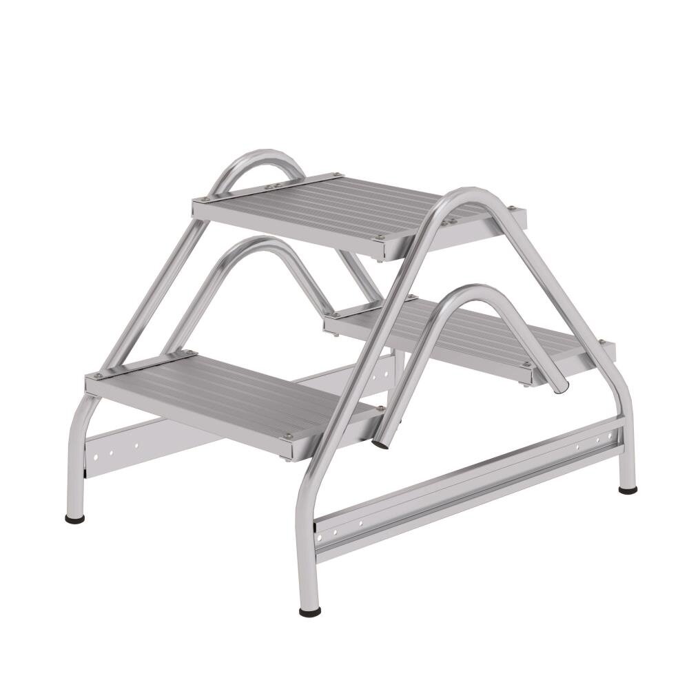 Roossien Dubbelzijdige plateautrap, 2x2 aluminium treden Roossien Dubbelzijdige plateautrap, 2x2 aluminium treden