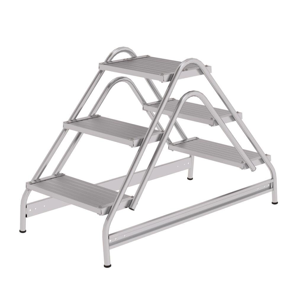 Munk Dubbelzijdige plateautrap, 2x3 aluminium treden Munk Dubbelzijdige plateautrap, 2x3 aluminium treden