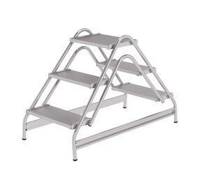 Munk Dubbelzijdige plateautrap, 2x3 aluminium treden Munk Dubbelzijdige plateautrap, 2x3 aluminium treden