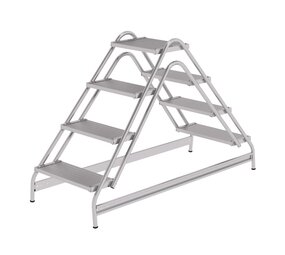 Munk Dubbelzijdige plateautrap, 2x4 aluminium treden Munk Dubbelzijdige plateautrap, 2x4 aluminium treden