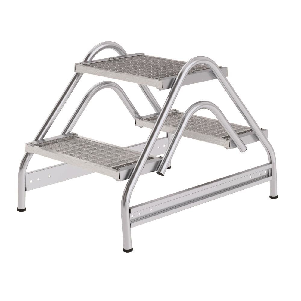 Roossien Dubbelzijdige plateautrap, 2x2 staal roostertreden