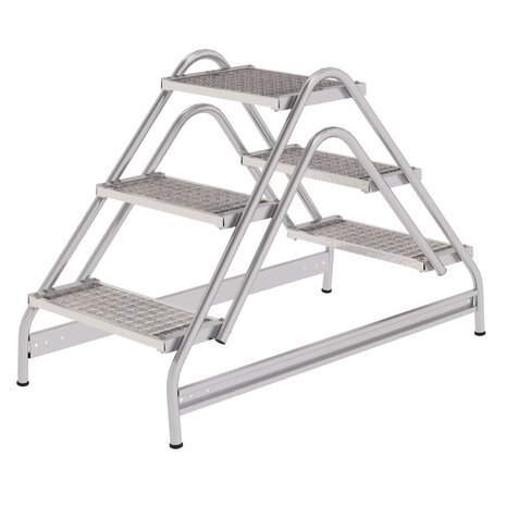 Munk Dubbelzijdige plateautrap, 2x3 staal roostertreden Munk Dubbelzijdige plateautrap, 2x3 staal roostertreden