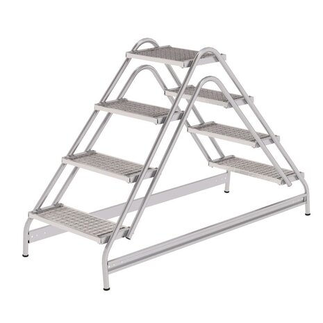 Roossien Dubbelzijdige plateautrap, 2x4 staal roostertreden