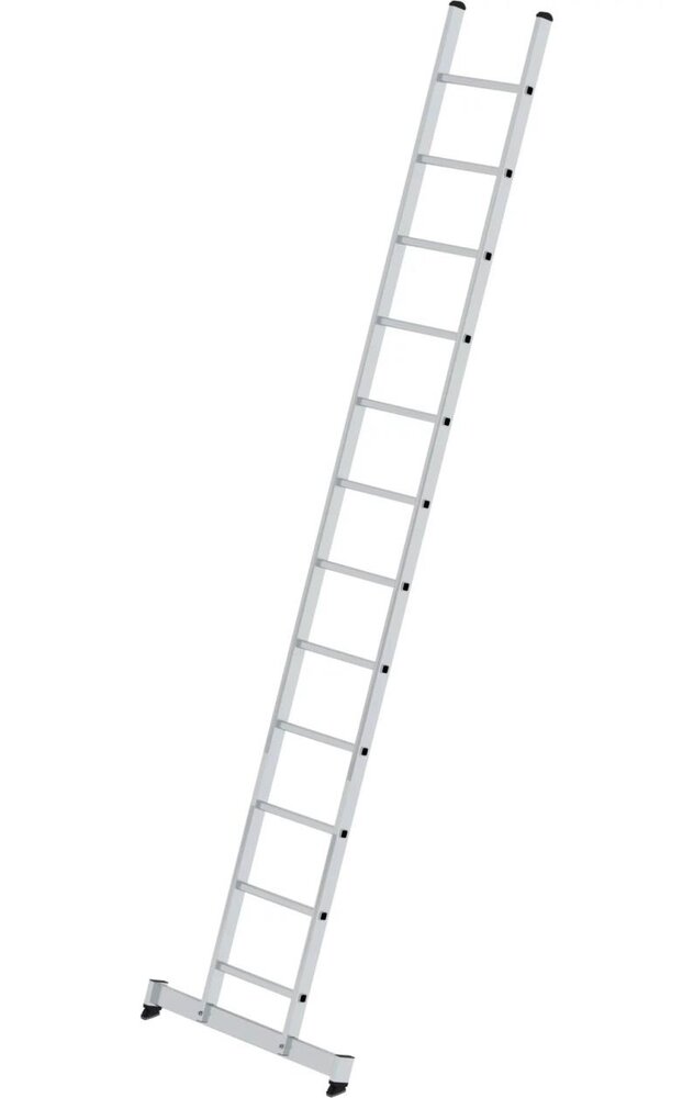 Roossien Aluminium enkele ladder, 12 sporten met Nivello-stabilisatiebalk
